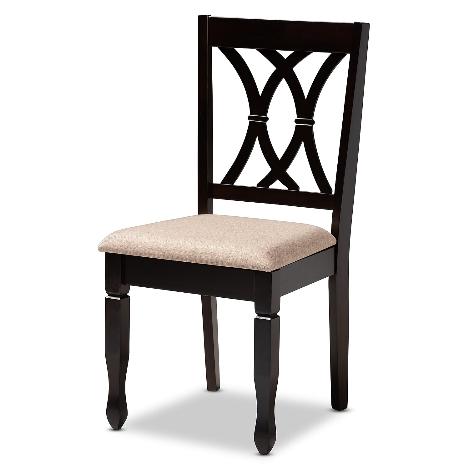 Baxton Studio Reneau Contemporary Fabric Dining Chair, Sand Brown and Espresso, 4/Pack (153-4P-9403-HiT)
